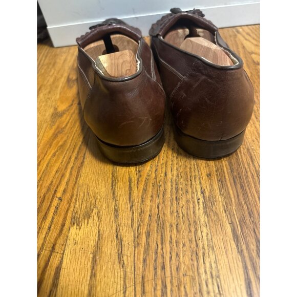 MensBistonian Florentine Leather Tassel Loafers 12M Brown Made In Italy - Picture 4 of 11